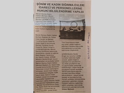 Kadın Hakları Merkezimiz, ŞÖNİM ve Kadın Sığınma Evi yöneticilerini hukuki konularda bilgilendirdi