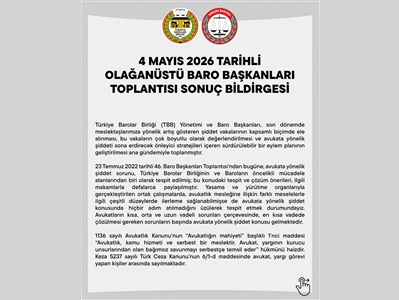 OLAĞANÜSTÜ BARO BAŞKANLARI TOPLANTISI SONUÇ BİLDİRGESİ