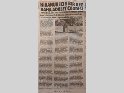 Hiranur için adalet çağrısı