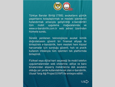 TBB E-BAROBİRLİK UYGULAMASI FAALİYE GEÇMİŞTİR