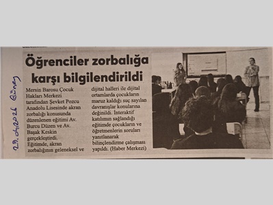 Çocuk Hakları Merkezimiz okulda farkındalık eğitimi yaptı
