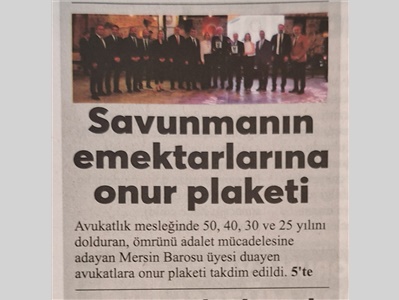 5 Nisan Avukatlar Günü Plaket Töreni