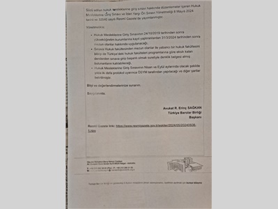 HUKUK MESLEKLERİNE GİRİŞ SINAVI HAKKINDA